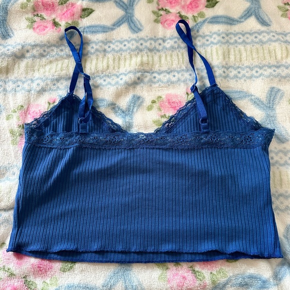 Blue Ribbed Crop Camisole - Picture 2 of 2